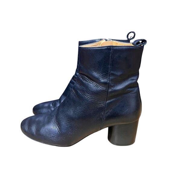 Isabel Marant Booties Size 38 Leather Black Block Heel Minimal Round Toe Boots - Picture 1 of 8